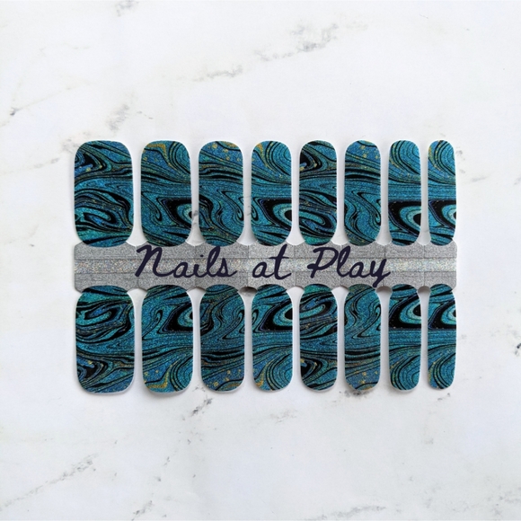5 for $15 Nail Wraps- Blue Lava - Picture 2 of 5
